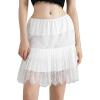 PMIYS Women's Lace Mini Skirt High Waist Pleated Skirts Y2k Summer Casual Tasseled Short Skirts Streetwear (01 White, S) view 1