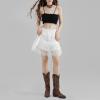 PMIYS Women's Lace Mini Skirt High Waist Pleated Skirts Y2k Summer Casual Tasseled Short Skirts Streetwear (01 White, S) view 2