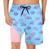 Cozople Teen Boys Sea Turtle Swim Trunks Size 14-16 Swimwear Quick Dry UPF50+ Stretchy Compression Lining Bathing Suits Blue Sports Surfing Boardshorts Swimsuit with Inner Boxer Brief Shorts view 1