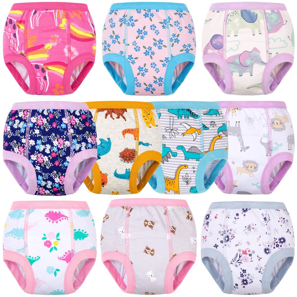 BIG ELEPHANT 10-Packs Training Underwear Absorbent Toddler Potty Trained Pants for Boys and Girls, 9-10Y