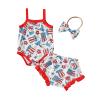 ZINTAOZT Baby Girl 4th of July Outfit Strap Sleeveless Stars Striped Flag Tank Top Romper Shorts Headband 3Pcs Patriotic Set (I Red, 6-9 Months) view 1
