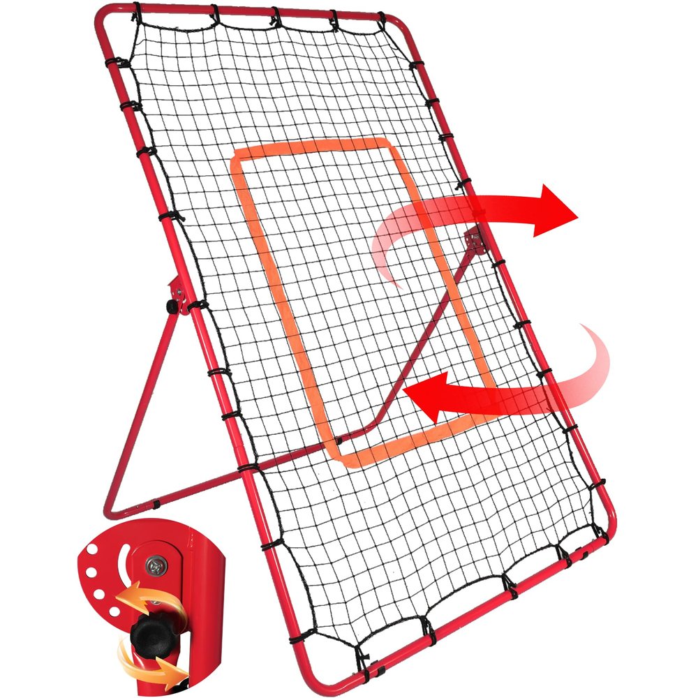Lineslife Baseball Rebounder Net,6x4FT Adjustable Pitch Back Baseball Rebounder for Softball Lacrosse, Pitching Throwing Catching Trainer Gifts,Green,Red