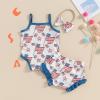 ZINTAOZT Baby Girl 4th of July Outfit Strap Sleeveless Stars Striped Flag Tank Top Romper Shorts Headband 3Pcs Patriotic Set (I Blue, 3-6 Months) view 3