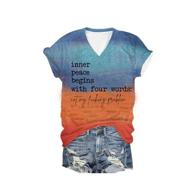 MOGUI The Path to Inner Peace Begins with Four Words Shirt Not My Fucking Problem T-Shirt Inner Peace Begins with Four Words Shirt Fun Graphic Tee Casual Vintage Tshirt, 4X-Large, Sunsrt