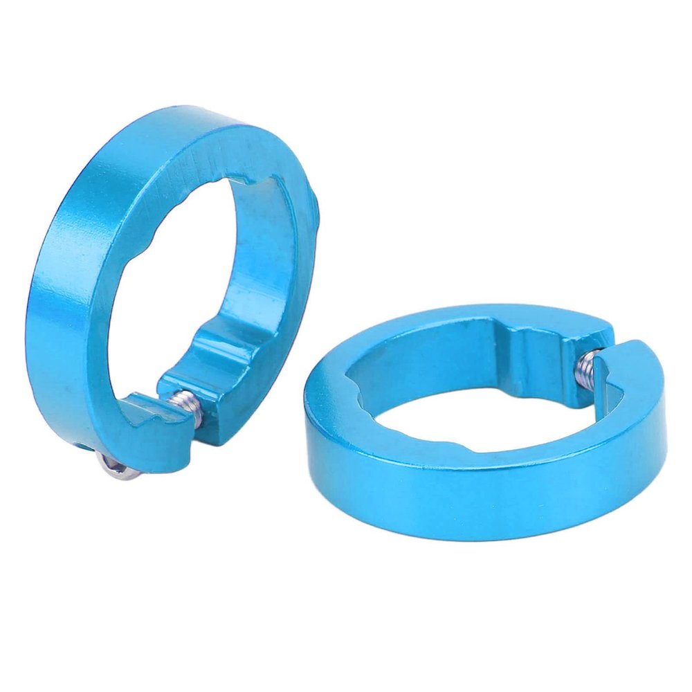 2Pcs Aluminum Alloy Grips Clamping Rings, Beautiful Practical Lock On Clamps for 22.2mm Handlebar (Blue)