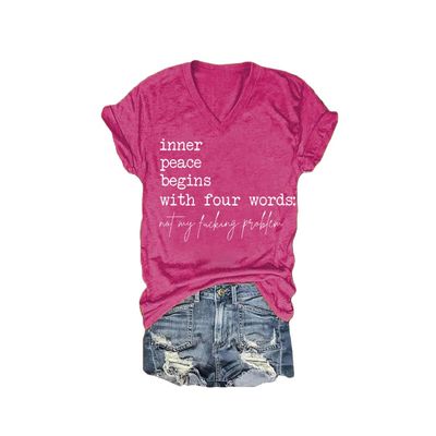 MOGUI The Path to Inner Peace Begins with Four Words Shirt Not My Fucking Problem T-Shirt Inner Peace Begins with Four Words Shirt Fun Graphic Tee Casual Vintage Tshirt Rosy, 4X-Large