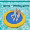 ACOMUZI 8FT Water Hammock Inflatable Floating Dock, Round Floating Ring Lake Floats for Adults, Heavy Duty Pool Float Raft for Ocean and Lake, Yellow Blue view 3