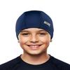 Aegend Fabric Swim Cap, Silicone Waterproof Layer - Breathable Cloth Swimming Cap, Keep Hair Dry with Hight Elasticity for Youth Kids(8-16), 2 Sizes to Choose (Navy Blue, Small)