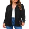 Veryoung Women's Long Sleeve V-Neck Open Front Cardigan Knit Duster Jacket Sweaters with Pockets, Black, XX-Large view 3