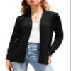 Veryoung Women's Long Sleeve V-Neck Open Front Cardigan Knit Duster Jacket Sweaters with Pockets, Black, XX-Large view 4
