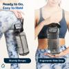 AQUAFIT 64 oz Water Bottle with Time Marker - 2in1 Straw & Chug Lid - BPA Free Big Water Bottle with Straw - Gym Water Bottle with Strap - Water Jug (64 Ounces, Clarity) view 3