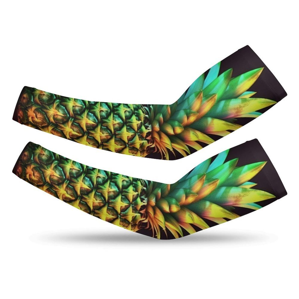 LFDSPYJE Arm Sleeves for Men Women Pineapple Cooling Sun Sleeves Sun Protection Compression Sleeve for Sport