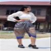 RaanPahMuang Sukhothai Traditional Mixed Fabric JonGrabaen Thai Pants, Small-Medium, Batik Cotton - Sukhothai - Blue view 4