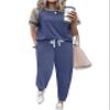 Ekouaer Lounge Sets for Women Two Piece Pajama Set Short Sleeve Crewneck Jogger Outfits and Sweatpants Tracksuit view 1