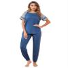 Ekouaer Lounge Sets for Women Two Piece Pajama Set Short Sleeve Crewneck Jogger Outfits and Sweatpants Tracksuit view 2
