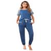 Ekouaer Lounge Sets for Women Two Piece Pajama Set Short Sleeve Crewneck Jogger Outfits and Sweatpants Tracksuit view 3