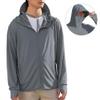 IBIH Men's UPF50+ Sun Protection Hoodie Long Sleeve Thumbhole Elastic Quick Dry Sun Shirts Full Zipper Fishing Jacket,Dark gray,Medium view 2