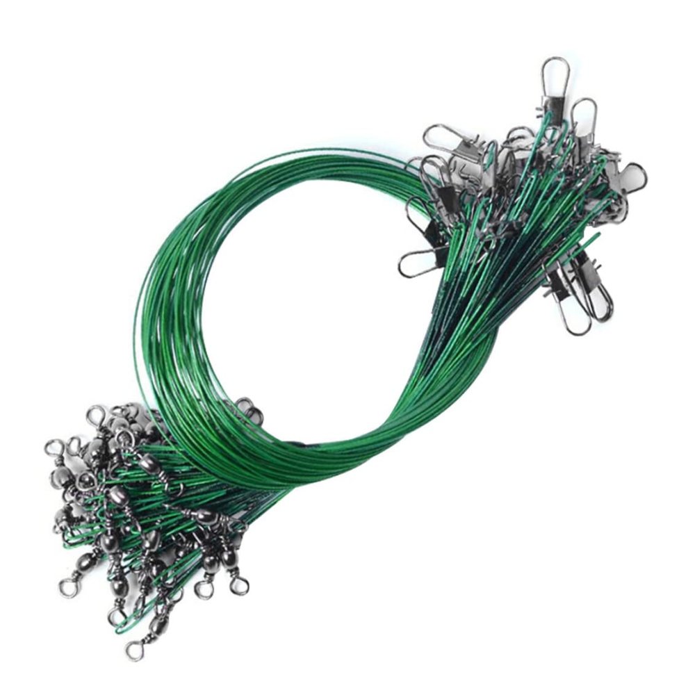 Fishing Wire Lure Wire Stainless Steel Trace Wire Main 30CM Line Fishing Tackle for Pike Hidden Main Line Prevent Outdoor Fishing Equipment Green 100PCS.