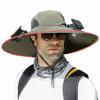 DASHENRAN Outdoor Wide Brim Sun Hat with Solar Fan-Fishing Hat Solar & USB Charging, Solar Fan Hats, Upf50+ (US, Alpha, One Size, ArmyGreenReinforced Brim) view 1