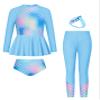 Girls Swimsuit Size 5-6 Long Sleeve Mermaid Rashguard Swimwear view 1