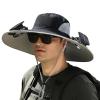 DASHENRAN Outdoor Wide Brim Sun Hat with Solar Fan-Fishing Hat Solar & USB Charging, Solar Fan Hats, Upf50+ (US, Alpha, One Size, Black) view 1