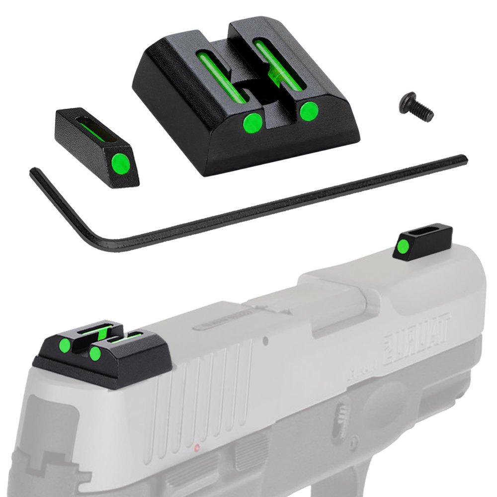 JORMIX No-Tritium Fiber Optic Sights for Taurus G2C, G2S, G3 w/o,PT111 G2, PT140 G2, 740, 709, TX22 Taurus G2S Sights Red Green Dot Fiber Optic Sights for Handguns Pistols with Assembly Tools (Green)