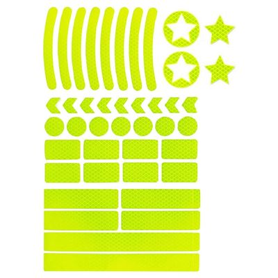 KUYYFDS Reflective Sticker Waterproof Warning Bike Adhesive Reflective Tape Night Safety Decal 42PCS Yellow Equipment