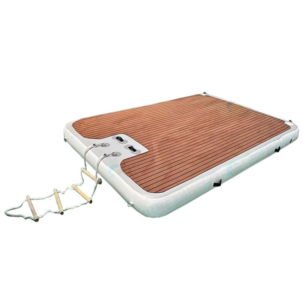 YJFEDCC Outdoor Sea Yacht Water Inflatable Floating Platform Pontoon Dock Wood Grain EVA Non-Slip Water Inflatable Mattress,1.5 * 2.5m/4.9 * 8.2ft