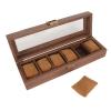 XHTLLO Wooden Watch Box with Glass Lid Display Case for 6 Watches, Soft Removable Slots Large Capacity Storage Organizer(6 bits) view 1