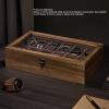 XHTLLO Wooden Watch Box with Glass Lid Display Case for 6 Watches, Soft Removable Slots Large Capacity Storage Organizer(6 bits) view 2