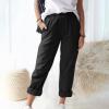 Linen Pants Women High Waisted Petite Womens Linen Pants with Pockets High Waist Comfy White Gauze Pants Casua Lightweight Loose Trousers Boho Clothes for Women Lightweigt Beach Harem Pants view 2