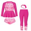 Girls Long Sleeve Swimsuit Mermaid Bathing Suit Rash Guard Swimwear 4 Piece Size 6-7 view 1