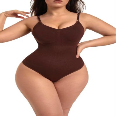 LYHQPOIJF Seamless Plus Size Suspenders Contouring Body Threaded Women's Briefs Sexy Shapewear Thong Panties Brown