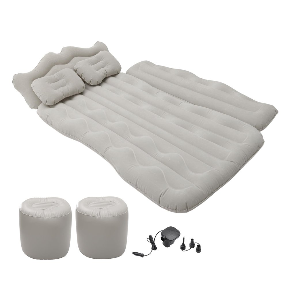 A ABSOPRO Car Air Mattress Sleeping Mat Comfortable 170x110x14cm Back Seat Bed Camping Air Mattress Bed with Pillows for Car SUV Gray, Grey