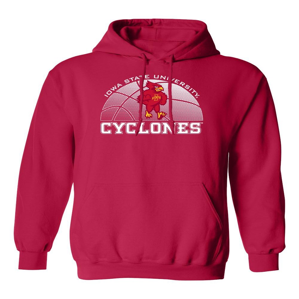 CornBorn Iowa State Sweatshirt - Hooded Fleece Iowa State Basketball with Cy - Red - Medium