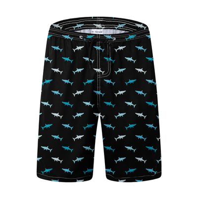 FT FENTENG Mens Swim Trunks, Blue Grey Shark Board Shorts Swimwear Bathing Suit with Mesh Lining, Funny Hawaii Quick Dry Beach Shorts for Swimming, 3X-Large