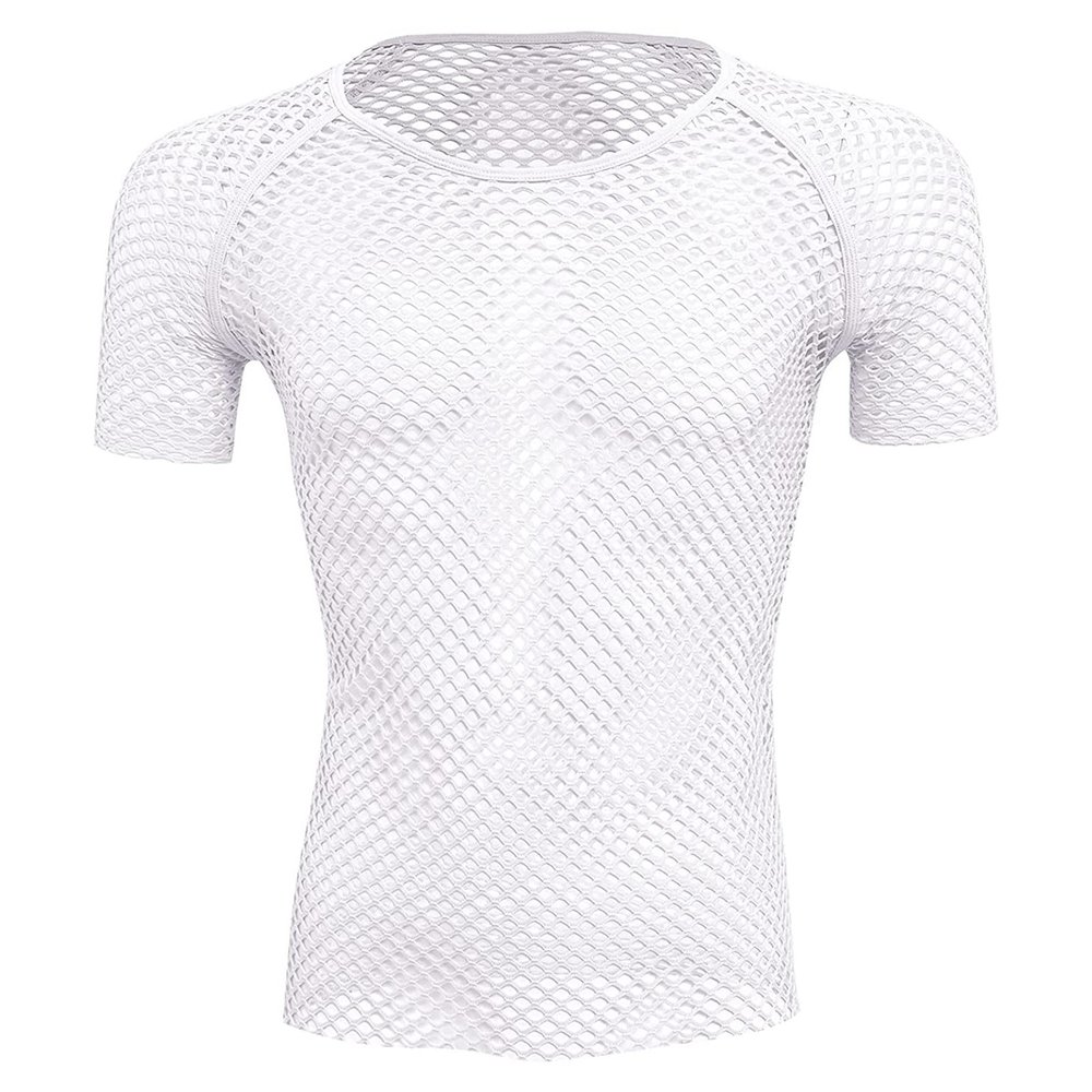 Men'S Mesh Underwear Top Sexy Hollow Out See Through Boxer Briefs Low Rise Breathable Shorts Trunks With Bulge Pouch (White 2,Medium)