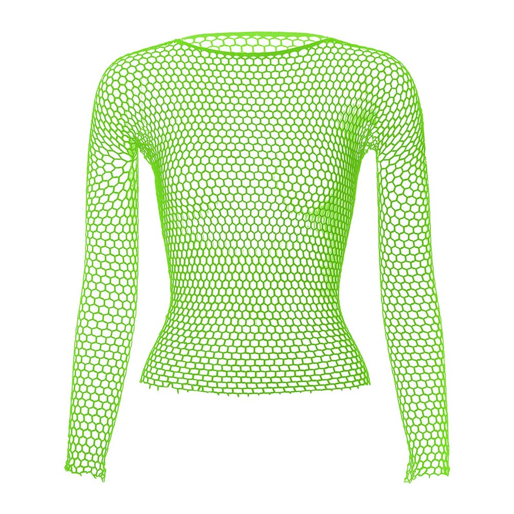 Men'S Mesh Fishnet Top Transparent Long Sleeve Sheer See Through T Shirt Vest Fitted Muscle Workout Gym Blouse Clubwear (Green,Medium)