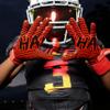 CIERVO SPORTS Football Receiver Gloves for Adult & Youth Non-Slip Silicon Grip Gloves (Black/Red, Youth Small) view 2