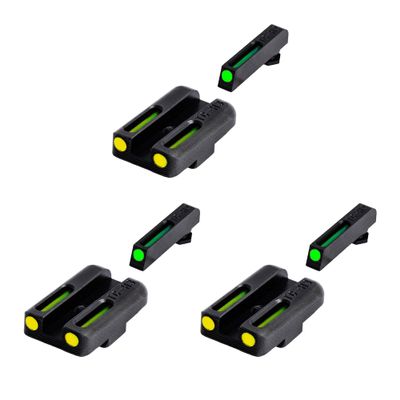 TruGlo Fiber Optic Handgun Glock Pistol Laser Sight Accessories with TRIDOT Aiming System, Green Front and Yellow Rear (3 Pack)