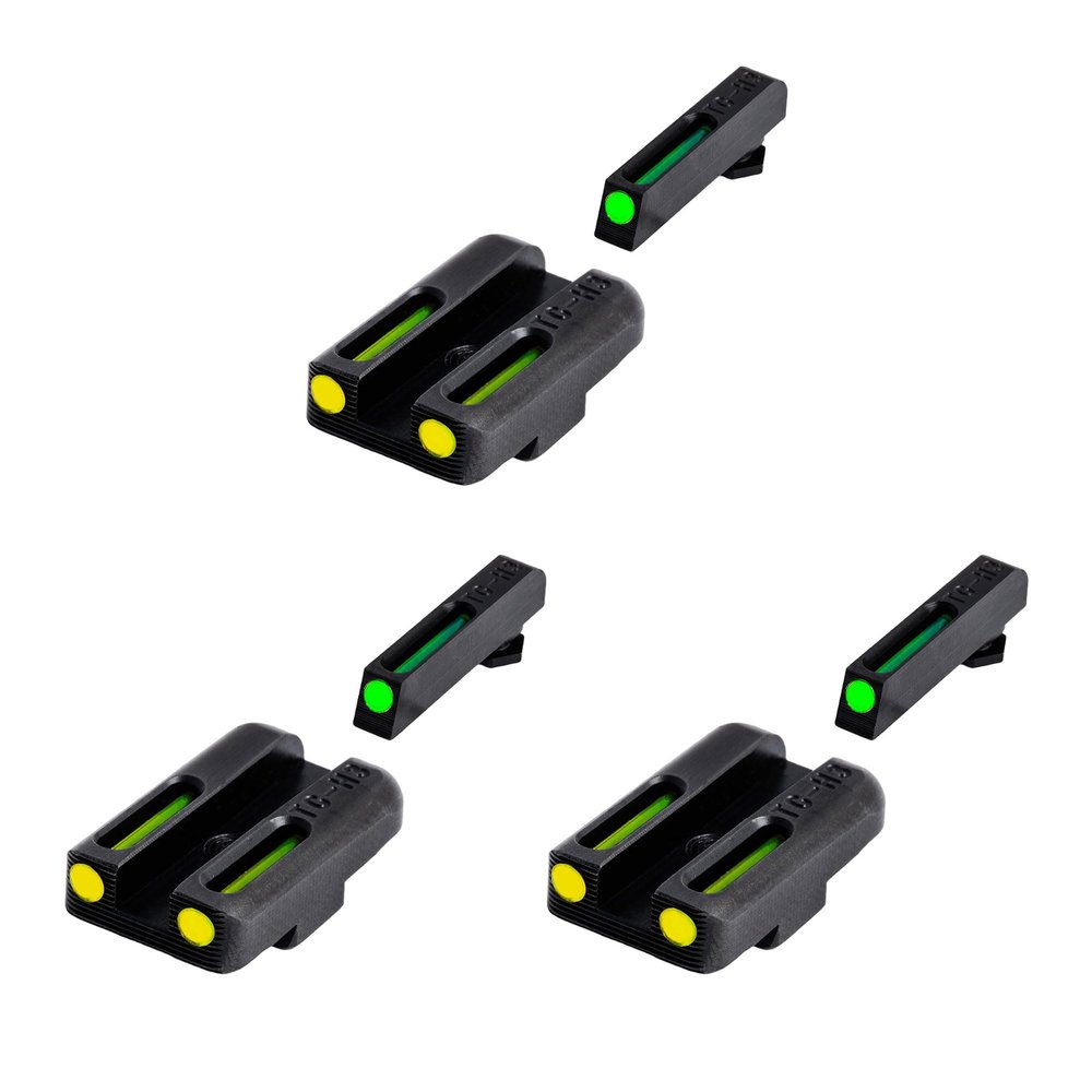 TruGlo Fiber Optic Handgun Glock Pistol Laser Sight Accessories with TRIDOT Aiming System, Green Front and Yellow Rear (3 Pack)