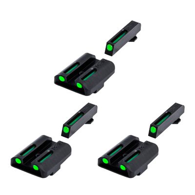 TruGlo TFO Tritium Fiber Optic Handgun Glock Pistol Laser Sight Accessories with Rear Colors for Glock 17/17L, 19, 22, 23, 24, Green (3 Pack)