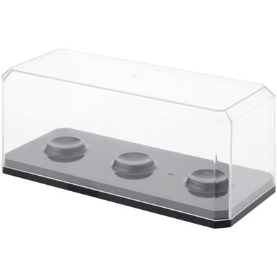 Pioneer Plastics 143C3GOLF-BB-UV Clear Plastic 3 Golf Ball Display Case with Black Base (UV Resistant), 6.125" W x 2.625" D x 2.25" H, Pack of 4