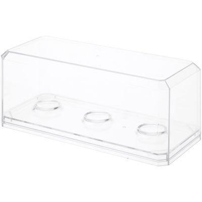 Pioneer Plastics 143C3GOLF-BC-UV Clear Plastic 3 Golf Ball Display Case with Clear Base (UV Resistant), 6.125" W x 2.625" D x 2.25" H, Pack of 4
