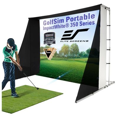 Elite Screens Golf Impact Screen Golf Simulator Impact Screen 8 ft x10 ft, Golf Hitting Screen for Simulator, Enclosed Golf Screen for Training, GolfSim Bay GSP0810-IPW350