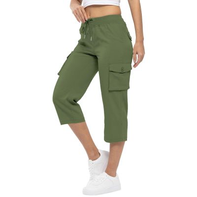 Cargo Capris for Women Trendy Hiking Cargo Pants Comfy Cargo Capris for Women Cargos Cropped Pants for Women Lightweight Summer Pants Women Straight Leg Drawstring Summer Casual Pants with Pockets
