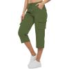 Cargo Capris for Women Trendy Hiking Cargo Pants Comfy Cargo Capris for Women Cargos Cropped Pants for Women Lightweight Summer Pants Women Straight Leg Drawstring Summer Casual Pants with Pockets view 3