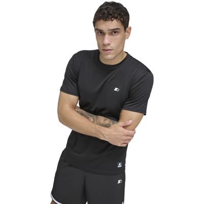 Starter Men's Standard Quick Dry Short Sleeve Lightweight UPF Active Top, Rich Black, Medium
