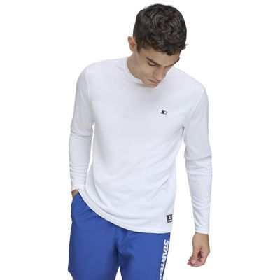 Starter Men's Standard Quick Dry Long Sleeve Lightweight UPF Active Top, White, X-Large