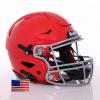 Riddell SpeedFlex Adult w/Light Gray SF-2BD Facemask + US Flag Decal (Scarlet Helmet, Large Helmet) - Green Gridiron view 1